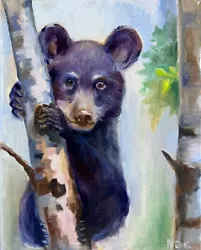 Buy A Bear Cub In A Tree, Original Painting, 8x10 Inch, Home Gift, Wall Art Decor • 40.52£