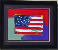 Buy PETER MAX  FLAG WITH HEART  Unique Original Painting Hand Signed Pop Art Framed • 3,705.24£