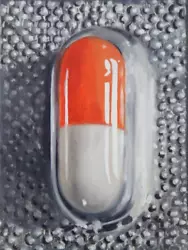Buy Original Small Contemporary Art Oil Painting Of A Pill Capsule On Linen Canvas • 149.99£