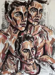 Buy Nude Young Men Painting,  Naked Male, Gay Homoerotic Queer Artwork 60x80x1cm • 700£