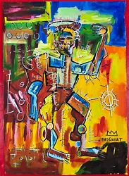 Buy Jean Michel Basquiat (Handmade) Mixed Media Paper Painting Signed And Stamped • 120.37£