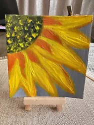 Buy Oil Painting Sunflower Flower Cardboard 4x4 Inches 10x10 Cm Wall Decor Miniature • 24.81£