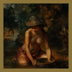 Buy Nude Asian Girl By The River, Art Print Certificate • 35.15£