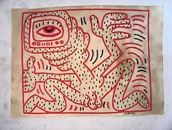 Buy Keith Haring Painting On Paper (handmade) Signed And Stamped Mixed Media Broke • 61.93£