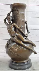 Buy Art Deco Nouvea Naked Nude Young Man Classic Erotic Artwork Vase Bronze Statue • 394.31£