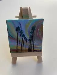 Buy Los Angeles Sunset Palm Trees Acrylic Painting Miniature Doll House Fun Cute Art • 20.67£