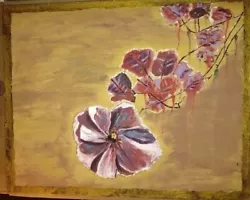 Buy Art Painting Flower Vtg Decor Gold Floral Original Acrylic Red White Blue Pink  • 494.55£