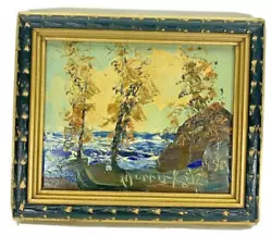 Buy Morris Katz Oil Painting Wavy Ocean Trees W/ Sky Background  12X10  80's Art • 72.35£