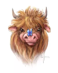 Buy Canvas Painting Print Highland Cow 20 X 24 Butterfly Nursery Wall Art C Togel • 288.22£