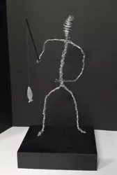 Buy Original Artwork Signed Abstract Wire Sculpture  The Angler   Fisherman • 124.02£