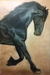 Buy Oil Painting Black Stallion Original • 100£