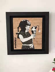 Buy Banksy Girl With Ice Cream On Wooden Pallet Art Painting Street Artist • 195£