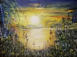 Buy Sunny Morning Bob Ross Style Painting Oil On Canvas 18inch X 24inch Approx. • 55£