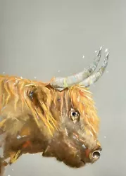 Buy Pastel Artwork Original Highland Cow Framed Art Work Cows Bulls Art Farming  • 250£