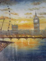 Buy Large London Eye Oil Painting Canvas Cityscape British Art Original Contemporary • 24.95£