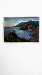 Buy Antique FRENCH OIL Painting ON Wood Panel Cap Roux  Coastal Scene  • 49£