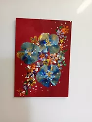 Buy Floral Wall Hanger, Summer Bouquet.  Hand Made 8'' X 6''   Acrylics • 5£