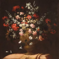 Buy Antique Painting Oil On Canvas Still Life Vase Flowers Artwork 18th Century • 10,000£