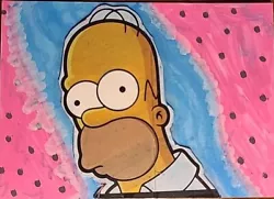 Buy Original Art Aceo Card Paunting Homer Simpson Donut River Cartoon Assamblage • 11.62£