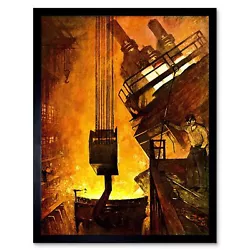 Buy Painting Industrial Scene Foundry Iron Work 12X16 Inch Framed Art Print • 11.99£