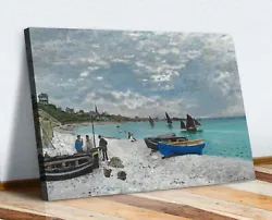 Buy CANVAS WALL ART  PAINTING PRINT ARTWORK Claude Monet The Beach At Sainte-Adresse • 21.99£