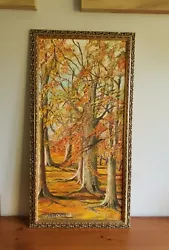 Buy Vintage Oil Painting On Canvas Charlotte Osborne Trees Woodland 60s 70s Vibrant • 35£