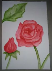 Buy Rose Original Small Watercolour Painting On Watercolour Paper, 10x15cm • 1.99£