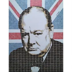 Buy ORIGINAL GARY HOGBEN Winston Churchill Ww2 Political War Uk Flag STAMP PAINTING • 5,450£