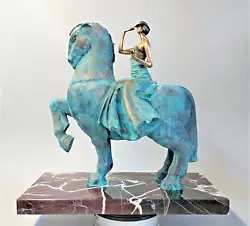 Buy Bronze Sculpture Horsewonan Horse Girl Original Author's Sculpture Red Marble • 6,535.90£