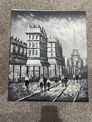 Buy Acrylic Painting French Street Paris Eiffel Tower 51x62cm Black&White Painting • 50£