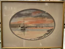 Buy Carole Bennett Original Watercolour Maritime Cleethorpes Sunrise Seascape Boat • 43£