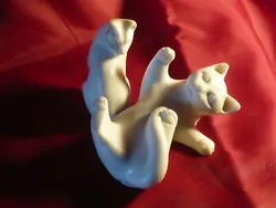 Buy Pair Of Vintage Signed MA White Stone Art Sculpture Of Cats At Play (Soupstone?) • 10.95£