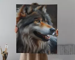 Buy Wolf Painting Large A2 Canvas Timberwolf FREE DELIVERY • 5£