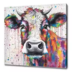 Buy Colourful Rainbow Cow, Watercolour Painting Style Animal Canvas Print • 28£