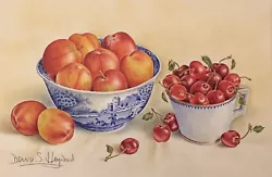 Buy Denise S. Heywood Original Signed Still Life Watercolour Plums & Cherries • 700£