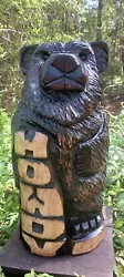Buy Chainsaw Carved Bear Howdy Sign Wood Carving Rustic Art  21 Cedar Black Bear  • 239£