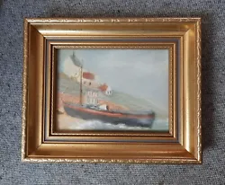 Buy Oil On Board Painting Framed Fishing Boat On Shore K85 • 29.99£