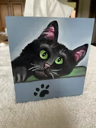 Buy Hand Painted Tissue Box Black Cat And Paws Wood Box Original Great For Gifts • 28.34£