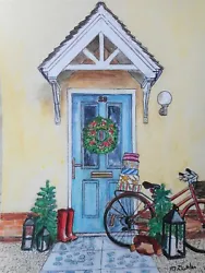 Buy Original Watercolour Painting Of Blue Front Door By Margaret Riordan • 50£
