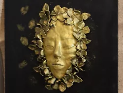 Buy Unique Handmade Gift Polymer Clay OOAK Art 3D Painting - Golden Face Sculpture • 103.95£