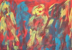 Buy Vintage Abstract Figures Gouache Painting • 61.56£