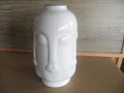 Buy Artist Pot With Faces White Glazed Ceramic Has Gold Tone Rim 20 X 13 Cm 700grams • 8£