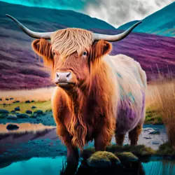 Buy Highland Cow Colourful Oil Art Luxury Canvas Wall Picture Print Colourful • 119.99£