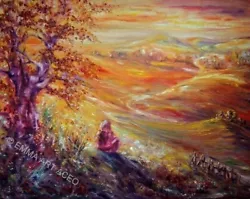 Buy ACEO - RAINBOW VALLEY Mountains Sunset Landscape Original Fine Art Print By EMMA • 6.42£