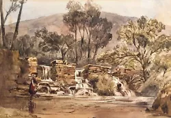 Buy Signed T (Thomas) Creswick Original Antique Watercolour Painting Waterfall Scene • 83£