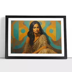 Buy Indian Woman Art Deco Framed Wall Art Poster Canvas Print Picture Home Painting • 19.95£