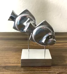 Buy CHRIS PETERSEN Aluminum Sculpture Fish Abstract 1977 • 71.10£
