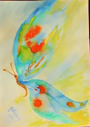 Buy Watercolour Ink Painting Of Dream Butterfly,impressionist,original,unframed, New • 8£
