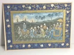 Buy Vintage Indian Painting On Silk Procession Scene & Temple Building 13.75 X 9.75 • 40£