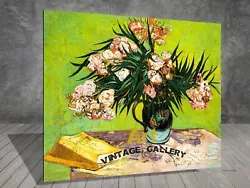Buy Van Gogh Pink Flowers With Book CANVAS PAINTING ART PRINT 640 • 3.96£